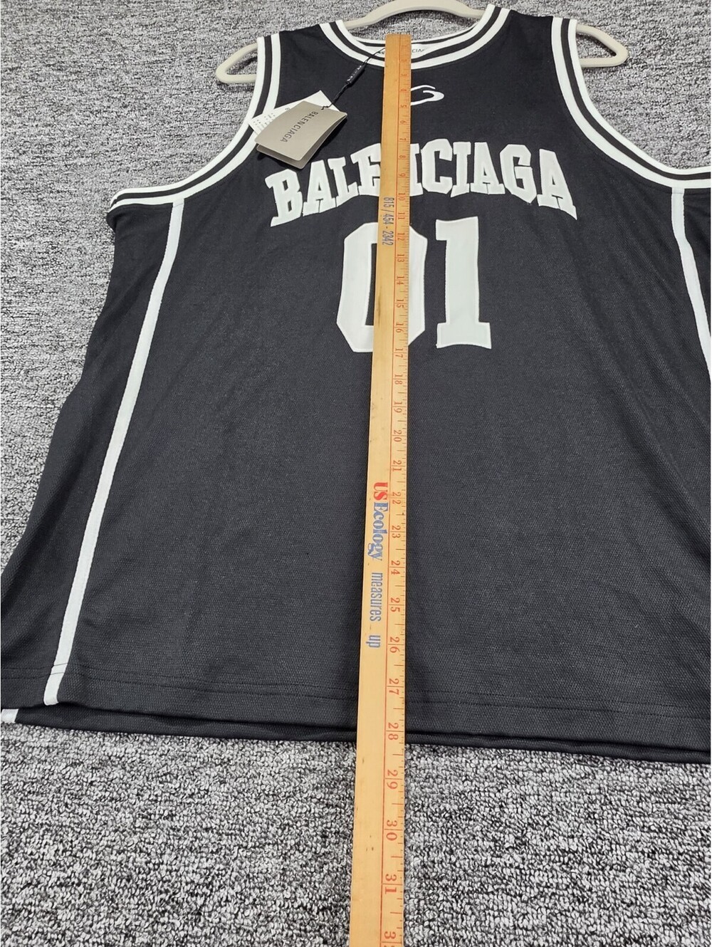 Balenciaga UNIFIT Logo Mesh Basketball Jersey Tank Men's Black White S - Picture 2 of 12